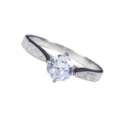 𝐑𝐓𝐓 𝐉𝐞𝐰𝐞𝐥𝐫𝐲 925 Sterling Silver Solitaire Engagement Ring – Round Cut Cubic Zirconia Promise or Wedding Band for Women (Size 6–9), Gift for Her