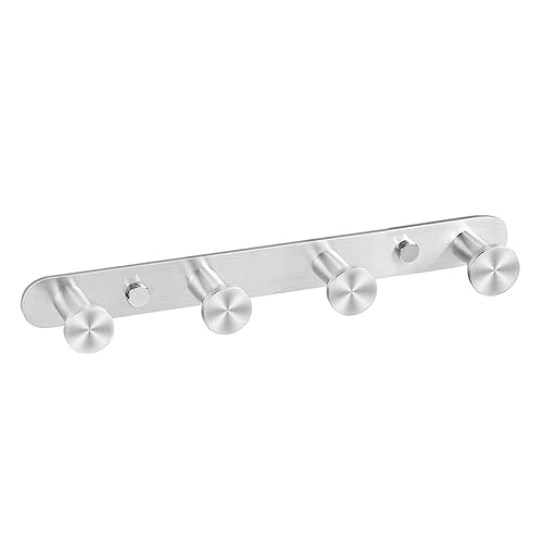 SOMDARHK Coat Hooks Wall Mounted,Heavy Duty Coat Rack,Stainless Steel Coat Hook Rack Bathroom Wall Hanger - 4 Door Hooks for Hanging Clothes,Towels,Robes,Hats, Kitchen & Hallway
