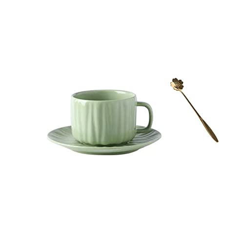 MENGLI-2024 Tazas de café Juego de tazas café Vintage 250ML, taza té cerámica for el hogar alta belleza y plato exquisito juego agua(Green)