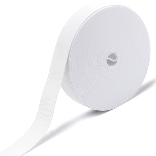 RIUNBB White Elastic Bands for Sewing - Waistband Elastic 1 inch x 15 Yards - Durable Comfortable Stretch for Pajamas Crafts Waistbands & Masks
