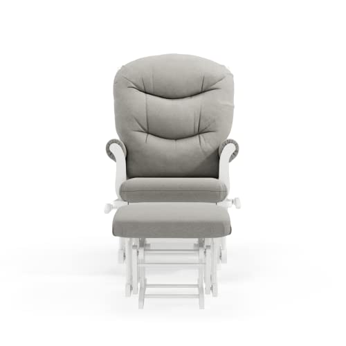 Dutailier Adele 0393 Glider Multiposition-Lock Recline With Nursing Ottoman (White/Light Grey) #TOP1