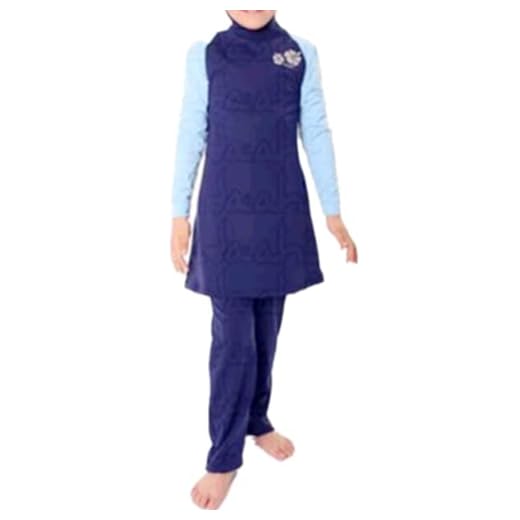 nadamuSun Muslimska badkläder för barn flickor barn blygsamma islamisk hijab baddräkter burkini, Blått1, L