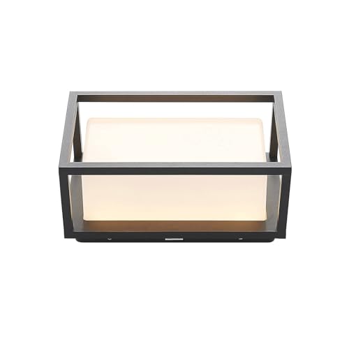 Lucande LED Wandleuchte außen Ilirian (spritzwassergeschützt (Modern) in Schwarz aus Aluminium (1 flammig,) - Außenwandleuchten Wandlampe Led Außenlampe Outdoor für