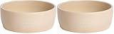 Pearhead Ceramic Cat Bowl – Neutral Taupe “Meow” Design, Holds 1.3 Cups, Stoneware Pet Dish, Whisker-Friendly Pet Feeding Bowl, Non-Skid, Small (Pack of 2)