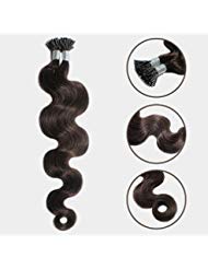I Tip Human Hair Extensions Remy Keratin Hair Wavy 0.5g Per Strand 100s/lot Medium Brown#4 (22'')
