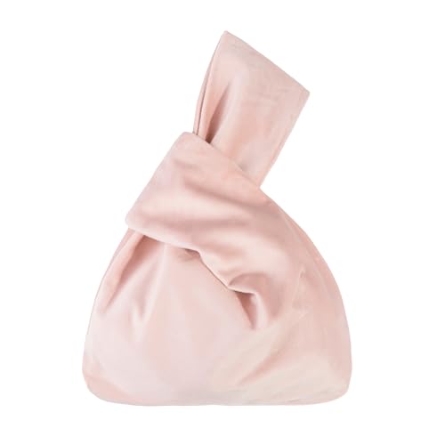 Muka Bolso de Mano Bolsos de Fiesta con Nudo de Terciopelo Estilo Japonés Bolsa Rosa de Noche para Mujer Puedes Usar en Boda