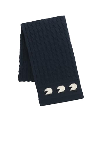 Image of MYSASI Aran Scarf, 100% British Chunky Wool, Women's Winter Warm Sheep Design, Heritage Collection, Locally Sourced (Celtic Navy Blue, One Size)