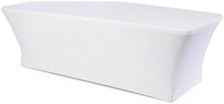 LinenOrder 8 Piece Square Spandex Stretch Fitted Tablecloth, White, 32" L x 29" H x 32" W
