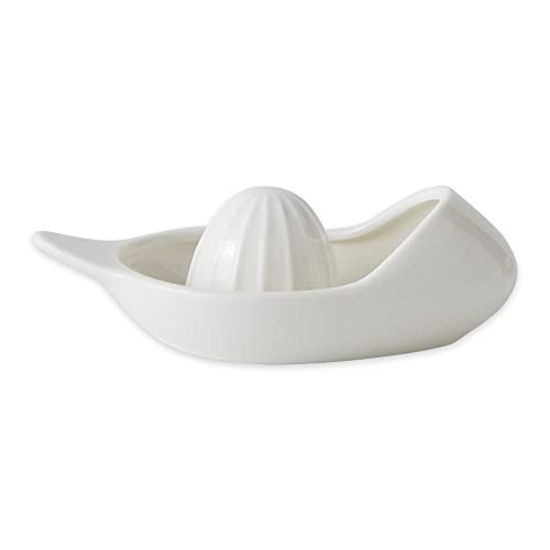 RSVP International Porcelain Kitchen Tool Collection, Citrus Juicer/Stainer, White