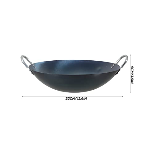 Wok de hierro PRETYZOOM 32 cm con tapa antiadherente miniatura 6