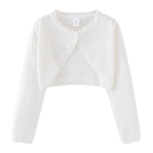 Toddler Kids Girls Cable Knitted Cardigan Sweater Shrug Button Closure Lace Cropped Long Sleeve Tops Outwear