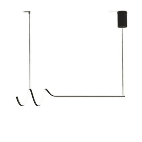 Lámpara colgante lineal negra LED regulable con pantalla de silicona blanca en espiral