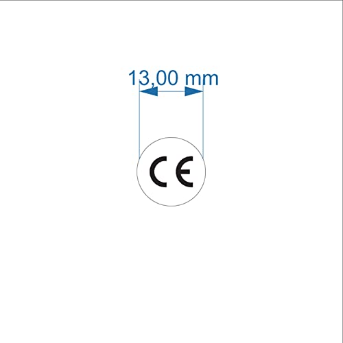 TIESSE - 208 Etiketten mit CE-Kennzeichnung - Vinyl Hochleistungsaufkleber - Größe: 208 Stück Durchmesser 13 mm auf A4-Bogen (210 x 297 mm) - Made in Italy