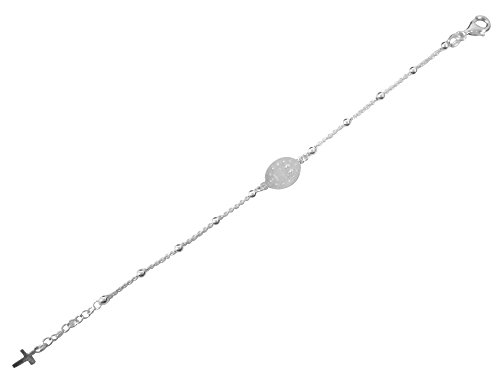 Ritastephens Italian Sterling Silver Miraculous Mary Medal Small Cross Adjustable Rosary Bracelet or Anklet3