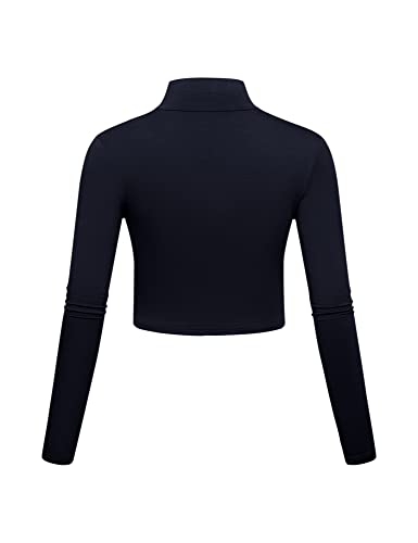 Image of Kindcall Lightweight Mock Turtleneck Crop Tops Long Sleeve Casual Base Layer for Women