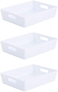 Wham Bam 5.01 Ice White Plastic Studio Storage Baskets Office Home & Kitchen Tidy Organiser 35 x 26 x 8.5cm (1 Basket)