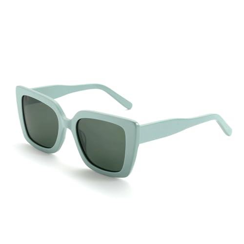 XYNM Gafas de Sol Cuadradas para Mujer, con Montura Acetato Grueso Viajes, Compras, Uso Diario 005 Lente Verde zenótico