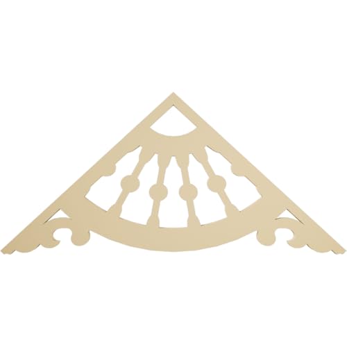 48"W x 22"H x 1 1/2"P (11/12) Pitch Wagon Wheel Signature Urethane Gable Pediment, Primed Tan