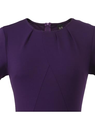 Image of VFSHOW Womens Pleated Crew Neck Peplum Work Business Office Church Bodycon Pencil Sheath Dress