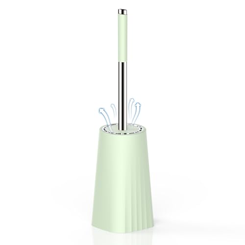 SetSail Toilet Brush, Compact Size Toilet Bowl Brush and Holder Toilet Brushes for Bathroom with Stainless Steel Handle Toilet Cleaner Brush with Durable Scrubbing Bristles, Splash-Proof, Green