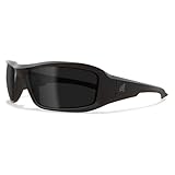 EDGE TXB236 Brazeau Torque Polarized Wrap-Around Safety Glasses, Anti-Scratch, Non-Slip, UV 400, Military Grade, ANSI/ISEA & MCEPS Compliant, 5.04" Wide, Matte Black Frame with Red E Logo/Smoke Lens