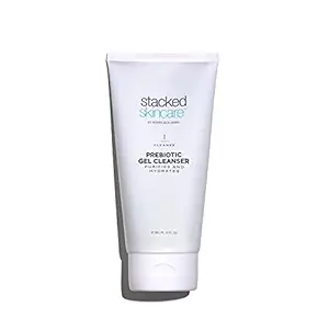 StackedSkincare Prebiotic Hydrating Gel Facial Cleanser - Gentle Face Wash for Sensitive & Dry Skin, Fragrance-Free Daily Cleanser for Women, 180ml