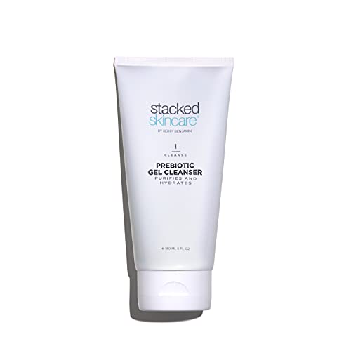 StackedSkincare Prebiotic Hydrating Gel Facial Cleanser - Gentle Face Wash for Sensitive & Dry Skin, Fragrance-Free Daily Cleanser for Women, 180ml