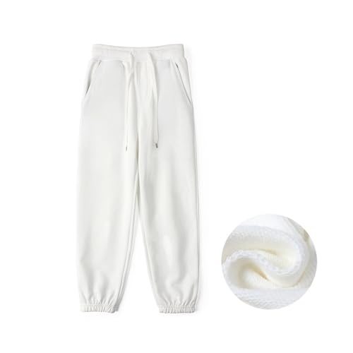 Generic Boys Girls Active Pants Jogger Sweatpants with Pockets Warm Kids Trousers Casual Solid Pants Baby Leggings Boys White, 10-12 Years2