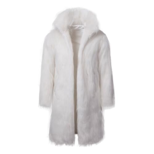 Image of Lisa Colly Mens Faux Fur Coat Jacket Winter Overcoat | Men's Faux Fur Long Jacket, Long Sleeve, Fluffy Warm, Winter Parka Coat