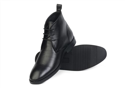 Image of Quadro Men's Italian Leather High Ankle Boots Handcrafted British Style Chukka Boot Shoes for Men