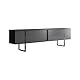 Dmora - Fernsehschrank Centaurus, Ständer für Wohnzimmerfernseher, Niedriges Wohnzimmer-Sideboard, TV-Ständerbasis, 180x30h50 cm, Anthrazit und Schwarz