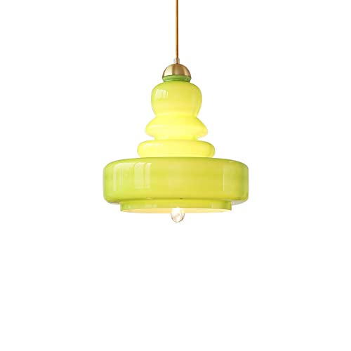 Suspension cuisine îlot art glass vert et blanc luminaire suspendu salle à manger