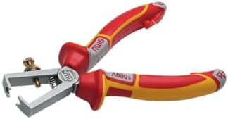 NWS Abisolierzange VDE, 160 mm | zum Abisolieren von Leitern | V-förmige Schneide für Drähte und Litzen | mit Stellschraube | Mit Öffnungsfeder | Art. Nr. 145-49-VDE-160