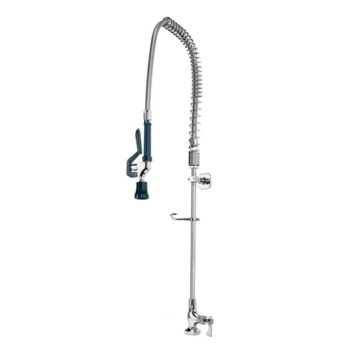 FSE 373-KR-17-206WL Royal Series Pre-Rinse Assembly, Single Hole Deck Mount, Pre-Assembled, Stainless Hose, Wall Bracket, 1/4-Turn Ceramic Valve, 1.2 GPM Spray Head, 38" H x 15" Overhang, Chrome