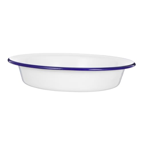 CIYODO Plato Esmaltado Redondo Grande Bandeja Retro para Servir Capacidad Resistente y Fácil de Limpiar para Frutas y Platos Familiares