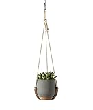 Alternative Function Plant Hangers Pot in Grey | Premium Concrete Planter Basket with Solid Oak Wood