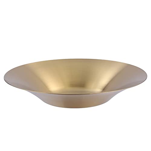 Lioaeust Plato de espaguetis de acero inoxidable, plato de ensalada de frutas, plato de sopa, plato de cena, plato de fideos, cuenco de mezcla, recipiente de alimentos de cocina (dorado, 25 cm)
