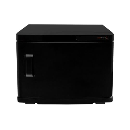 Calentador de Toallas Eléctrico Toallero Baño Salón de Belleza Radiador Panel Negro 220-240V 200W Capacidad 23L 70 Toallas Luz UV Secatoallas Gancho de Toalla 2 Estantes Extraíbles +2 Pinzas GRATIS