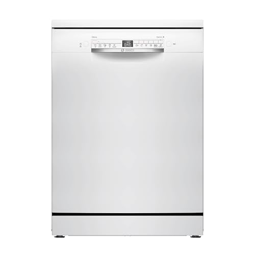 Bosch SMS2HTW08E Serie 2 Freistehender Geschirrspüler, 60 cm, Smart Start, bestätigte Hygieneleistung, Extra Trocknen, Favoritenprogramm, Silence on Demand, AquaStop, Home Connect App, Weiß