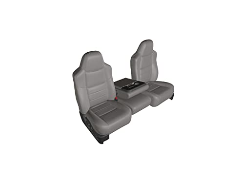 Durafit Seat Covers, 2002-2010 F250-F550 Super Duty, Front 40/20/40 Split Bench Seat with High Back Buckets Seats, Exact Fit Seat Covers, Durable & Style, in Choose Leatherette Fabric (L7 Gray)