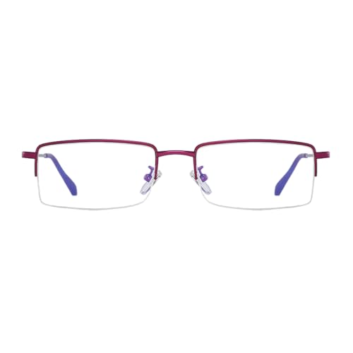 Image of Rectangle Men's Semi Rimless Metal Blue Light Blocking Glasses | Non prescription Anti Bluelight Business Half Rimless Clear Lens Wire Frame Glasses,Computer,Touch Screen,Fashion