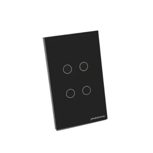 Interruptor Zigbee 4 Botões Touch Screen Tuya Google Alexa Preto