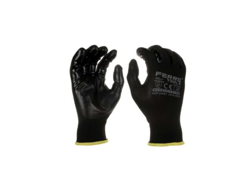Gants de travail nitrile noirs DRW 4121X manuteution légère taille S lot de 12 paires