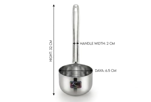 Image of Stainless Steel Deep Ladle with Long Handle, 200 ML, for Serving Tea, Milk, Soup & Sambhar