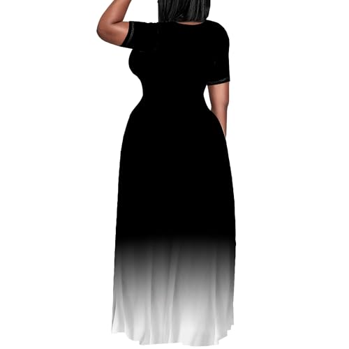 Image of PinkPatty Women's Plus Size Maxi Dresses Short Sleeve Sundress Summer T-Shirt Beach Long Dress with Pockets