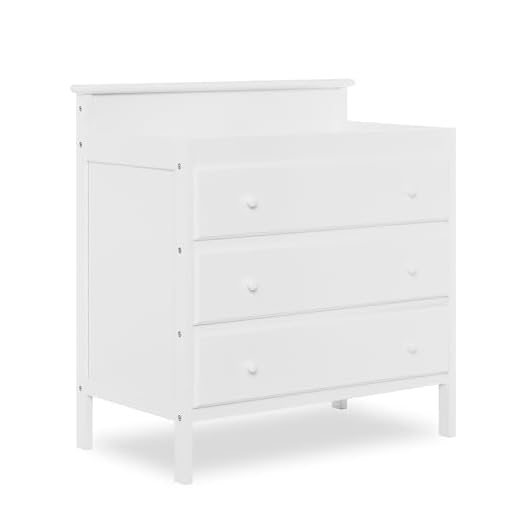 Dream On Me Mason Modern Changing Table with Free Changing Pad in White, Three Spacious Drawers, Made of New Zealand Pinewood, Includes 1" Mattress Pad and Anti-Tipping Kit
