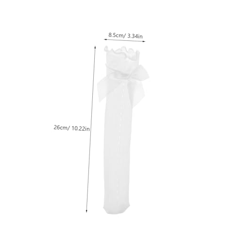 4Pairs Knee High Lace Socks Bow Decor Over Calf Fashion Socks for Casual Formal Occasions Elegant Striped Design Breathable for Little2