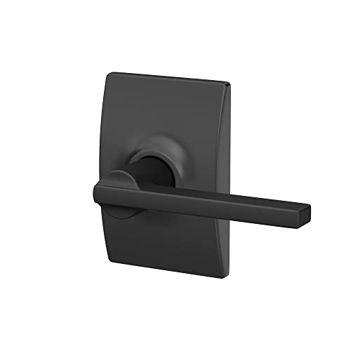 Schlage F10 Lat 622 Cen Latitude Door Lever With Century Trim, Hall & Closet Passage Lock, Matte Black #TOP4