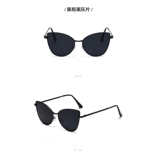 Lunettes de soleil œil de chat en métal noir au design chic géométrique - 2