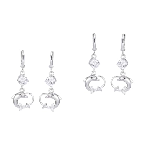 Jewellery 2 Pares de Joyas de circón de Pendientes de Delfines pequeños para Mujeres cumpleaños o Aniversario Jewellery